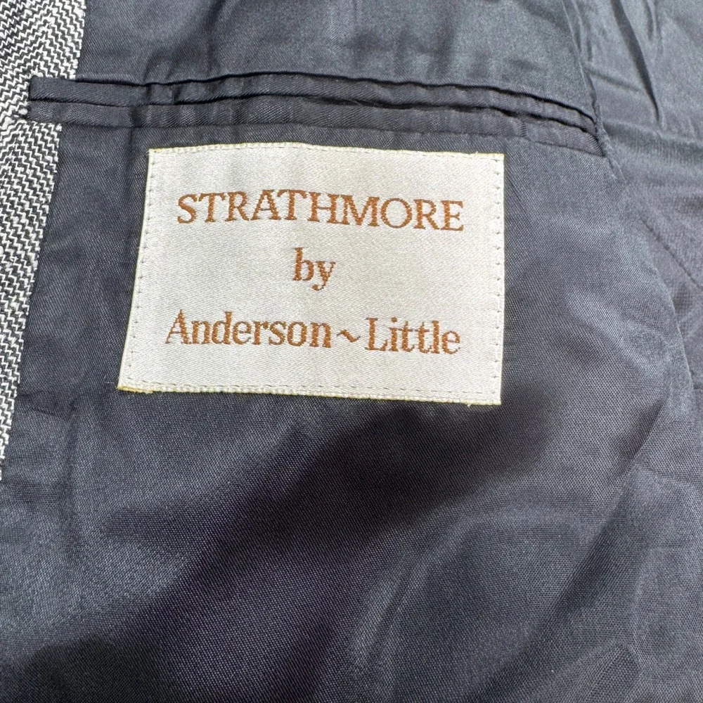 Strathmore Anderson Little Mens Blazer 44 Short Silk Double Breasted Herringbone